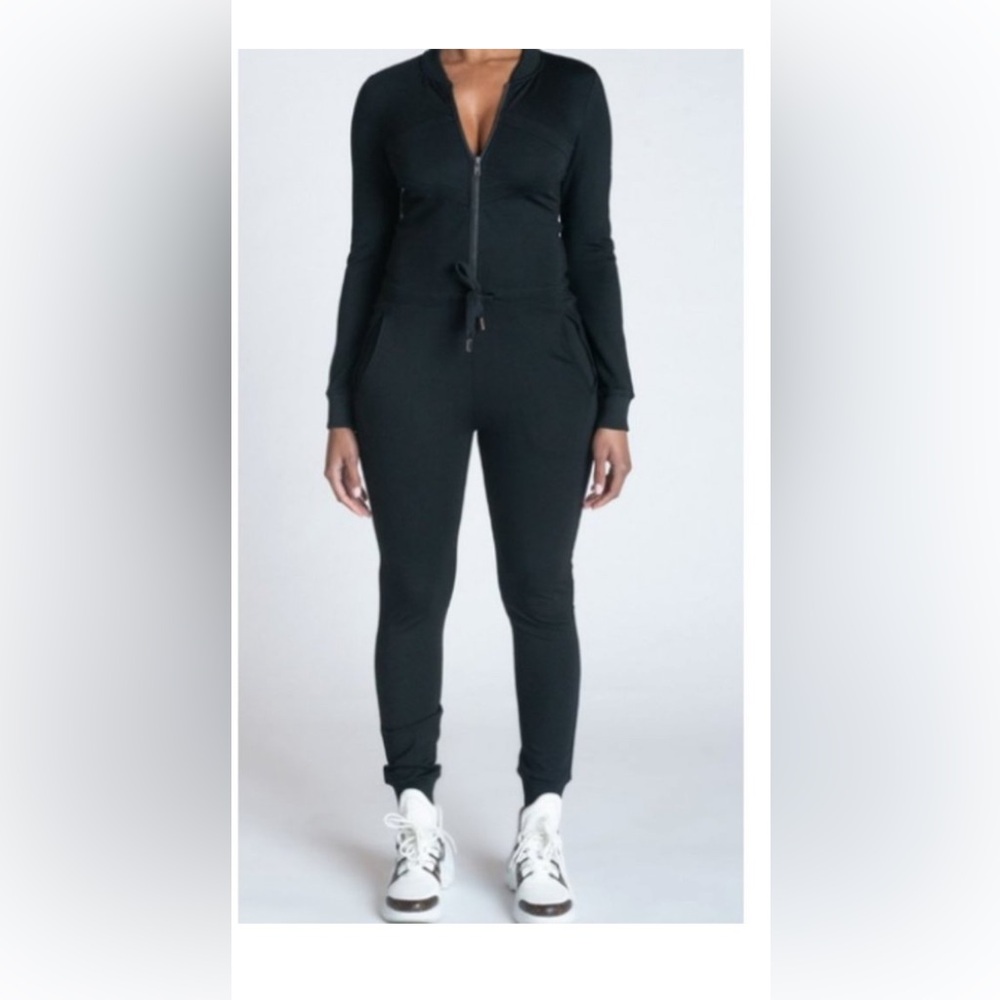 Lovello Elizabeth Soft drawstring Stretchy Blue Streetwear Jumpsuit M NWT